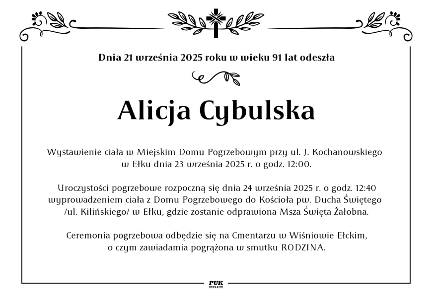 Alicja Cybulska - nekrolog